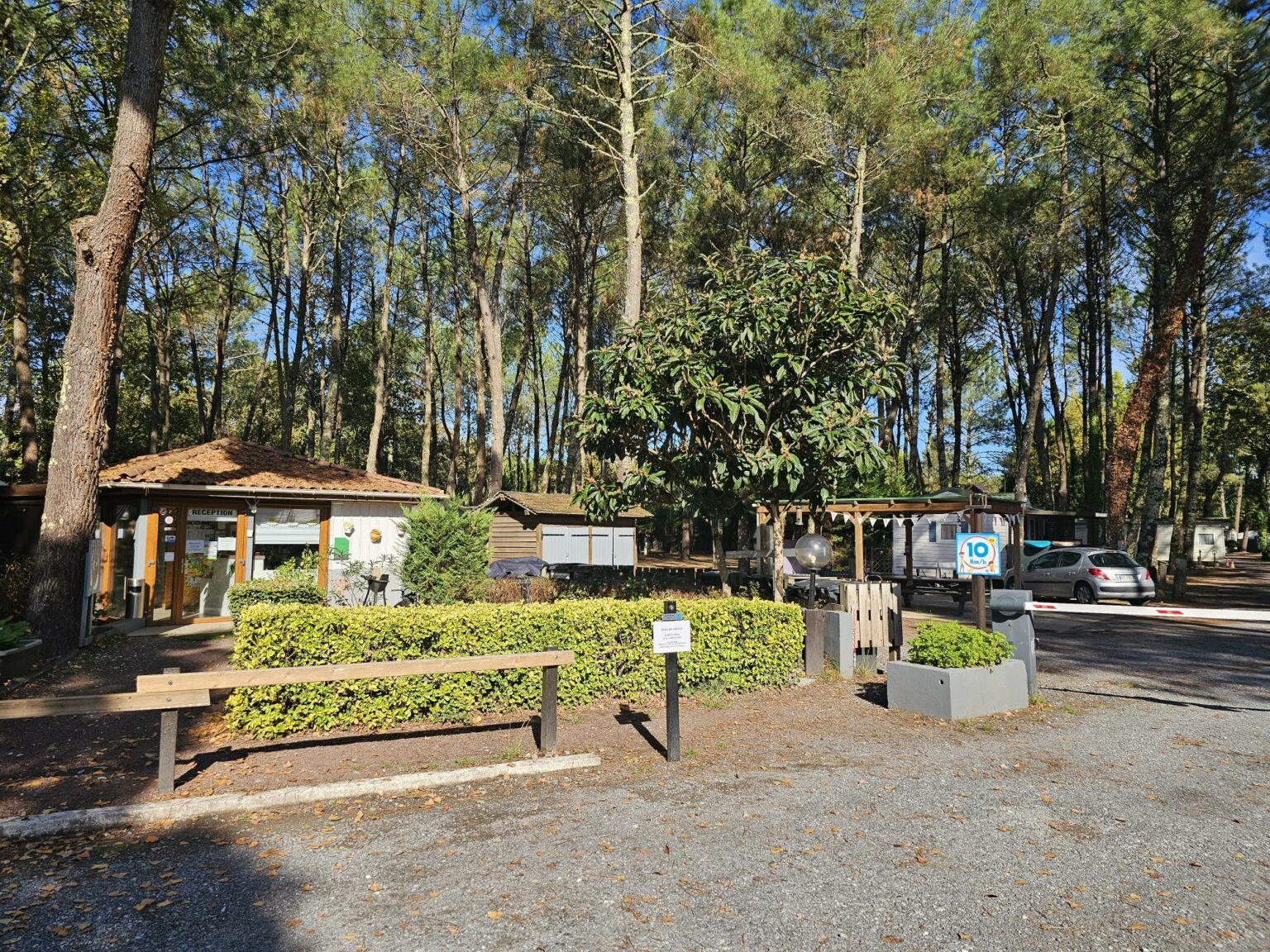 L’accueil du Camping Le Gaoucher sous les pins